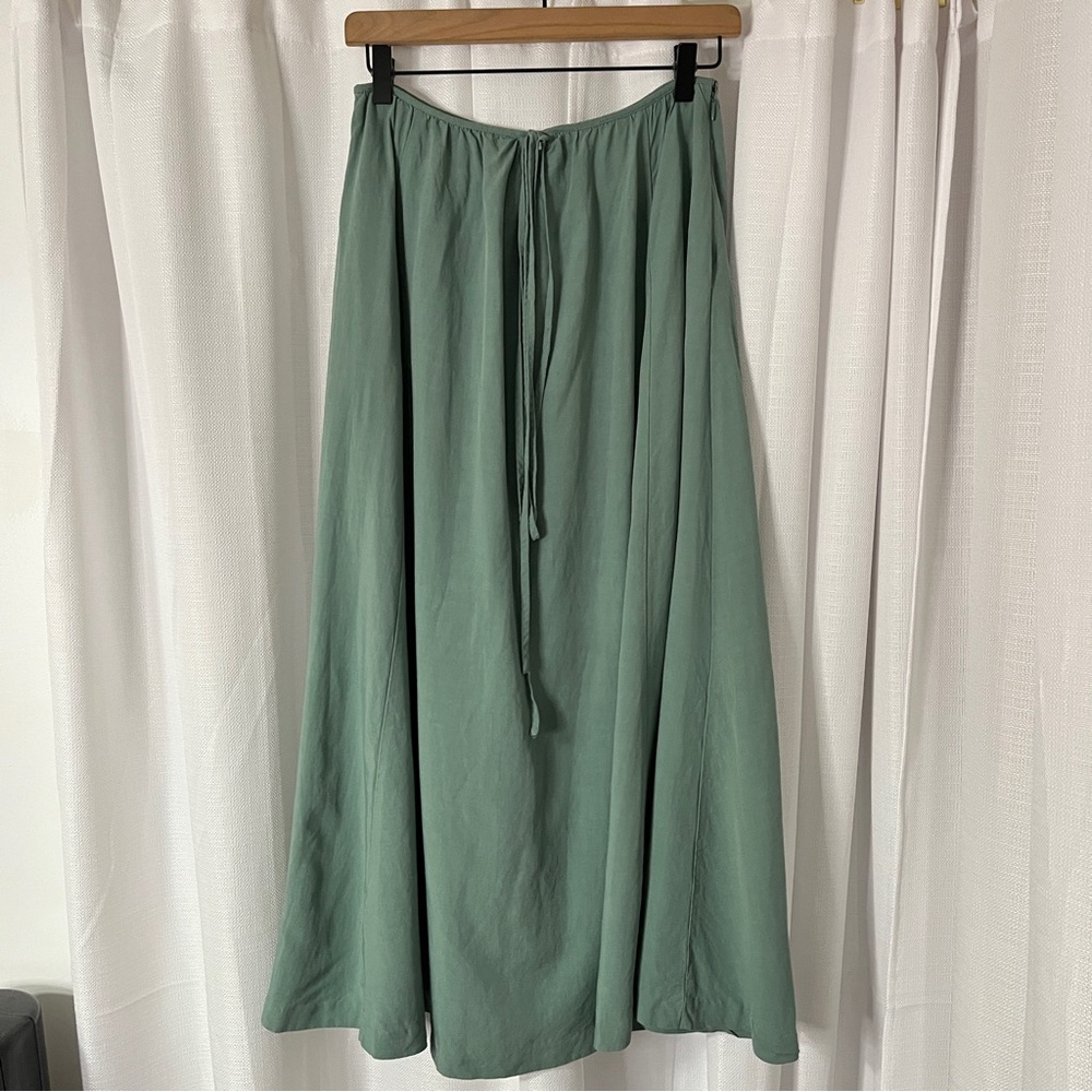 ASTR the Label Divine Waist Tie Maxi Skirt in the Dark Sage - Picture 3 of 8